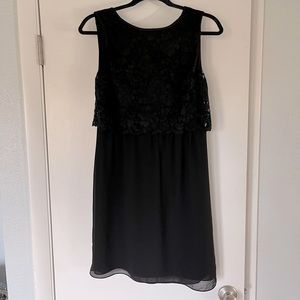 Max Studio little black dress- Chiffon skirt with lace popover top